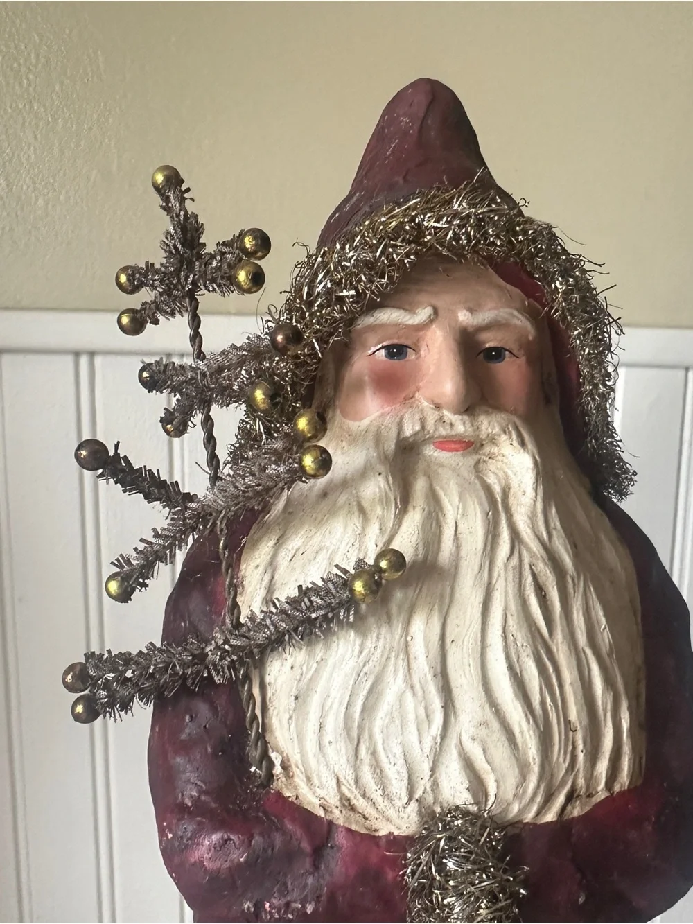 Ragon House 16” Red Belsnickle Santa w Tree Large Wall Hanging Vintage New w/Box